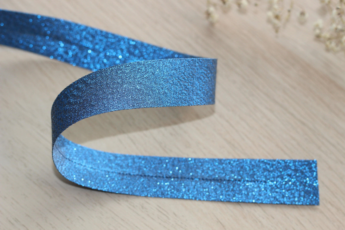 Biais Lamé bleu 20mm Col:3610 - L'atelier de Gaspard et Léonie