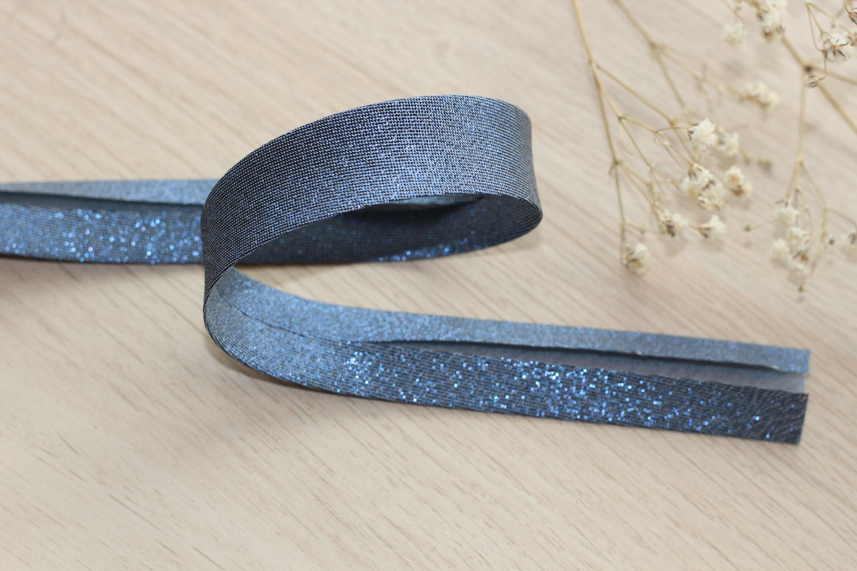 Biais Lamé bleu jean 20mm Col:406 - L'atelier de Gaspard et Léonie