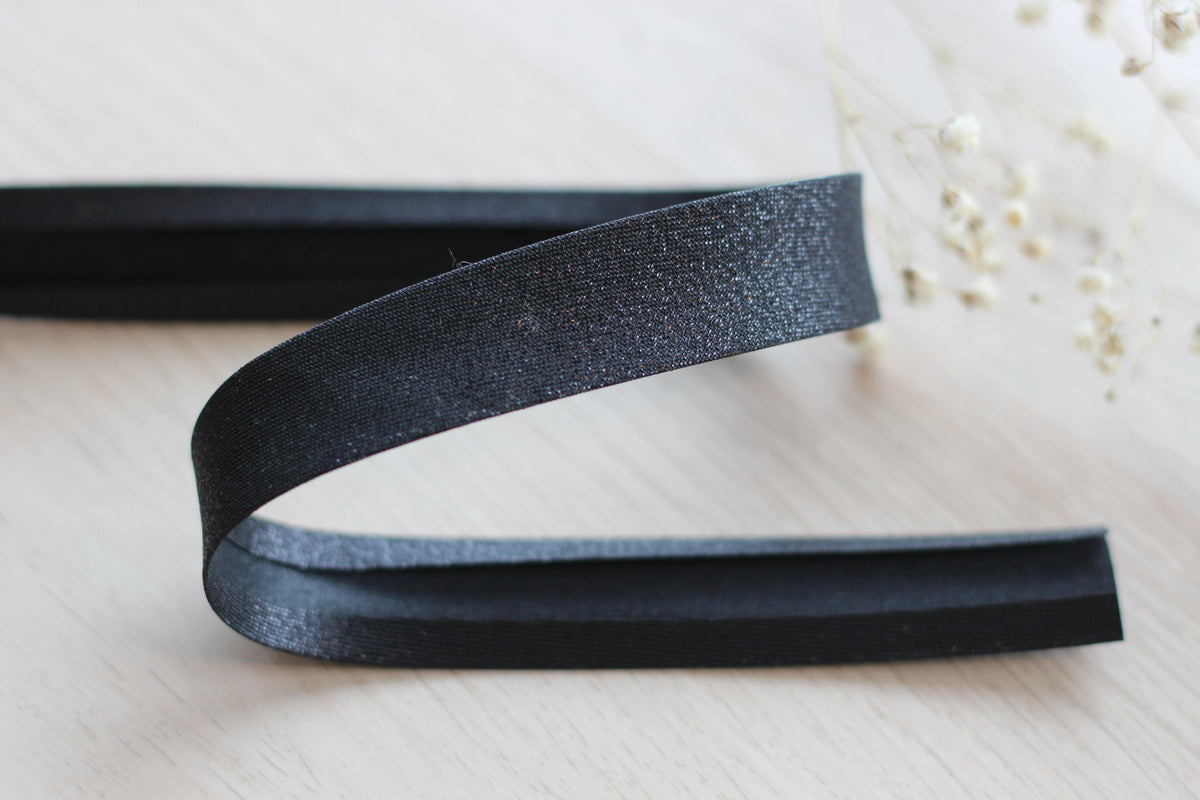 Biais Lamé noir 20mm Col:14 (Vendu x10cm) - L'atelier de Gaspard et Léonie