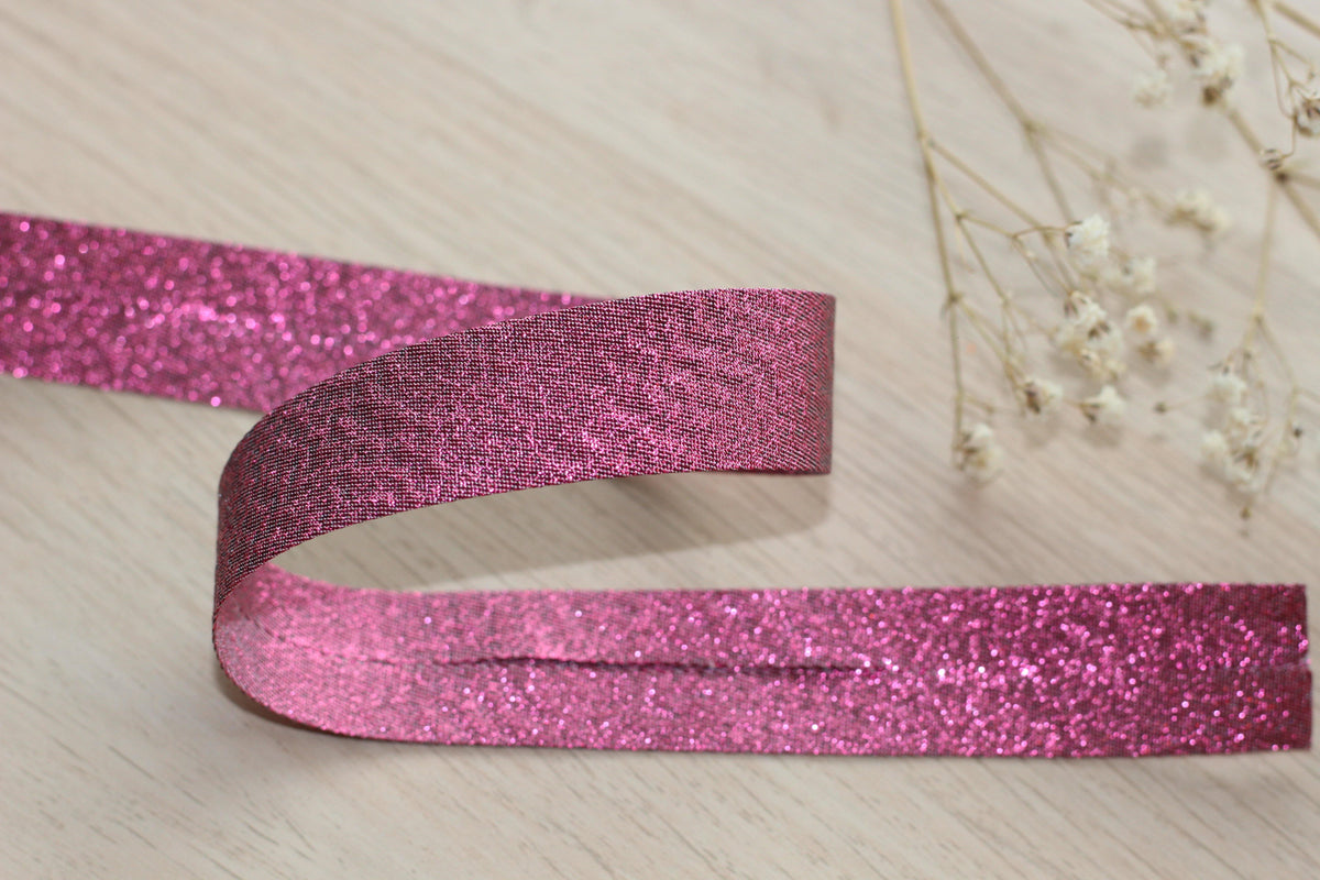 Biais Lamé rose fuchsia 20mm Col:3604 - L'atelier de Gaspard et Léonie