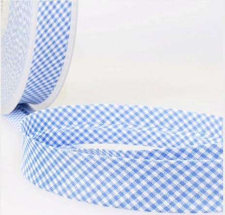 Biais petits carreaux Vichy - Bleu 20mm (vendu x10cm) Mercerie Sélection Gaspard & Léonie | Gaspard et Léonie Tissus en ligne et Mercerie à Toulouse