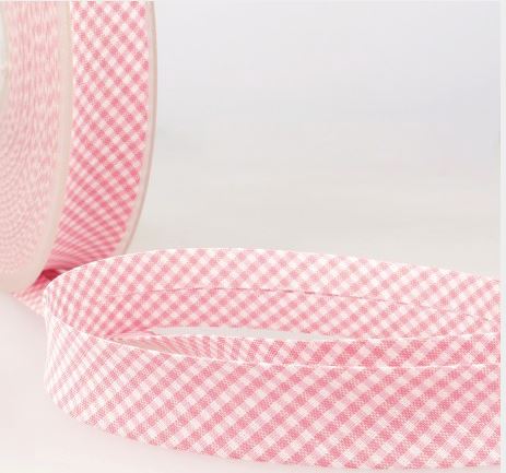 Biais petits carreaux Vichy - Rose 20mm (vendu x10cm) Mercerie Sélection Gaspard & Léonie | Gaspard et Léonie Tissus en ligne et Mercerie à Toulouse