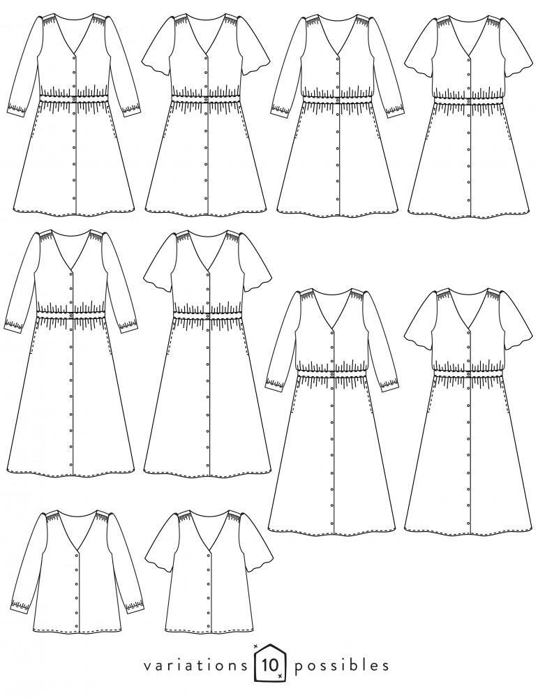 Blouse ou Robe femme HARMONIE Patron de couture pochette - L'atelier de Gaspard et Léonie