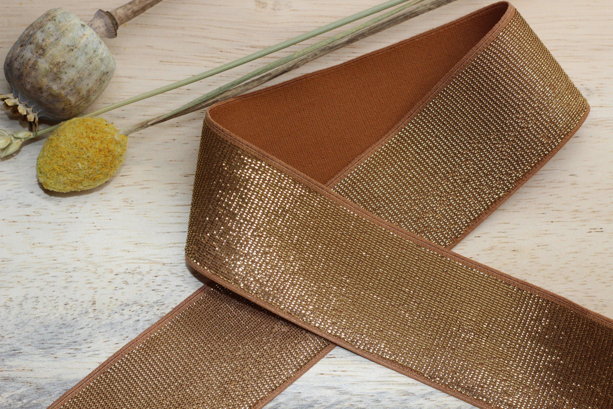 Elastique Large Lurex Caramel/Doré (Vendu x10cm) - L'atelier de Gaspard et Léonie