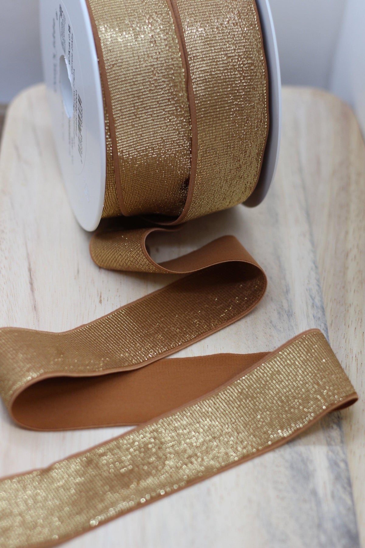 Elastique Large Lurex Caramel/Doré (Vendu x10cm) - L'atelier de Gaspard et Léonie