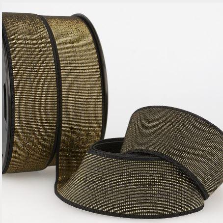 Elastique Large  Lurex Noir/Or (Vendu x10cm) - L'atelier de Gaspard et Léonie