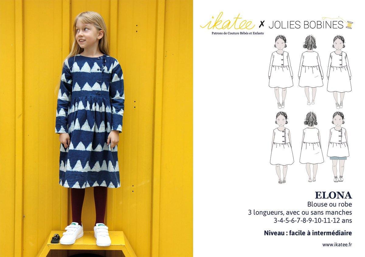 ELONA Enfant Blouse ou Robe patron de couture pochette - L'atelier de Gaspard et Léonie