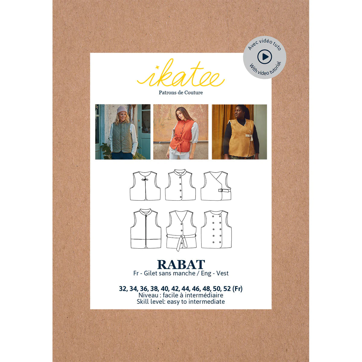 Gilet sans manche RABAT Patron de couture pochette - IKATEE Patron de couture Ikatee | Gaspard et Léonie Tissus en ligne et Mercerie à Toulouse