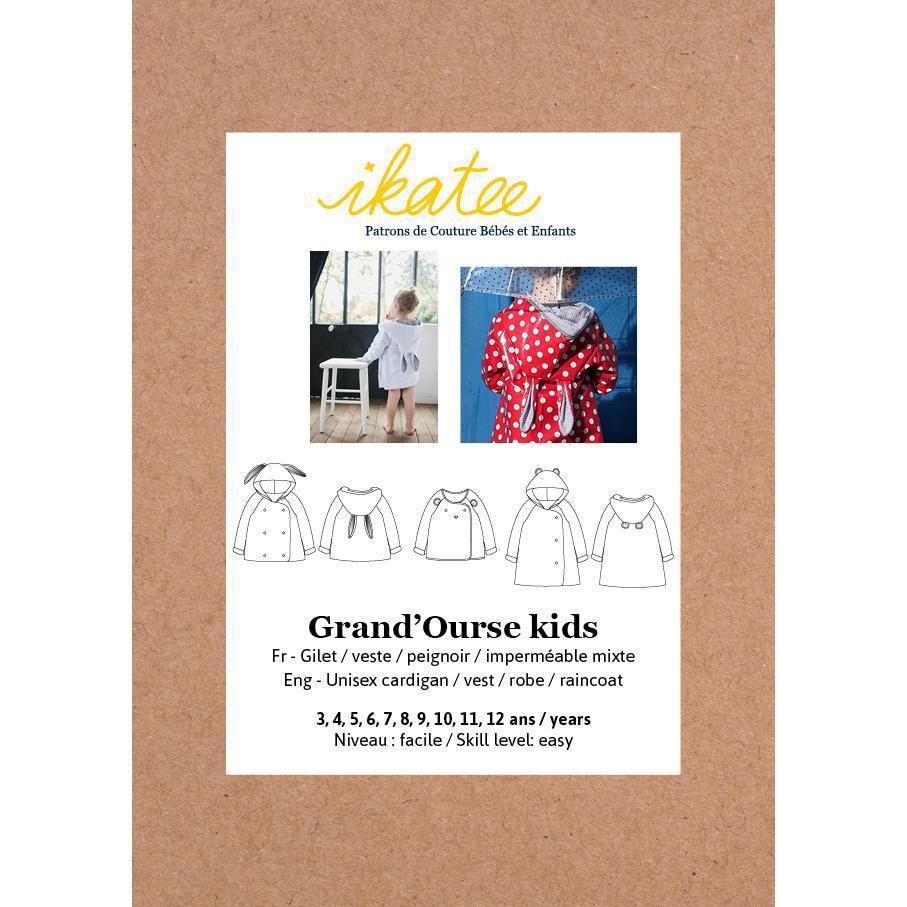 GRAND’OURSE KIDS Gilet Veste Peignoir Imperméable Mixte patron de couture pochette - L'atelier de Gaspard et Léonie