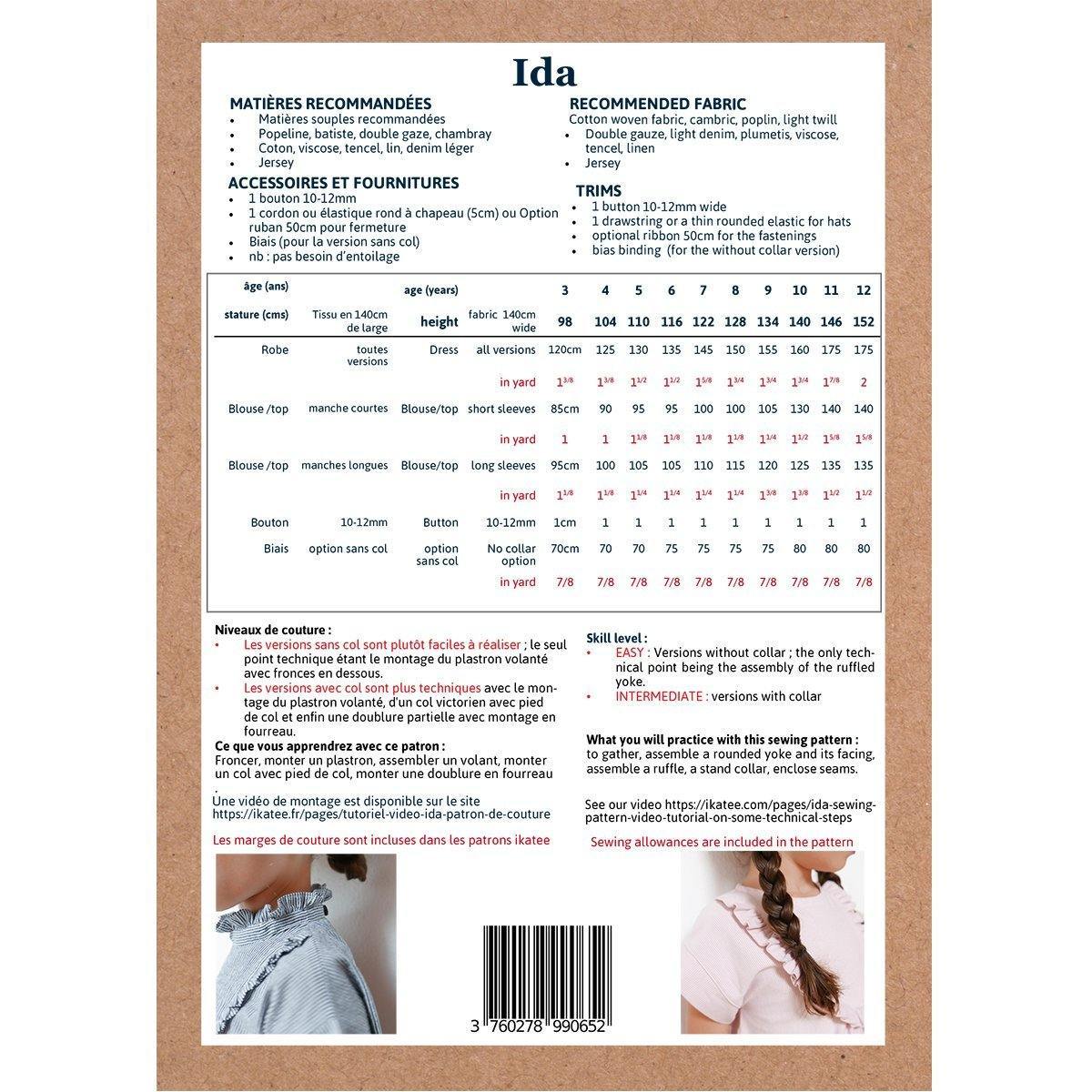 IDA Top ou Robe patron de couture pochette - L'atelier de Gaspard et Léonie