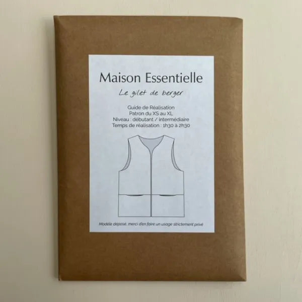 Le gilet de berger - Patron de couture pochette - MAISON ESSENTIELLE Patron de couture MAISON ESSENTIELLE | Gaspard et Léonie Tissus en ligne et Mercerie à Toulouse