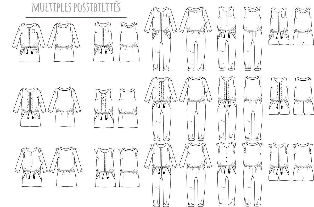 MARIEKE Combi-Pantalon/Short ou robe Patron de couture pochette - L'atelier de Gaspard et Léonie