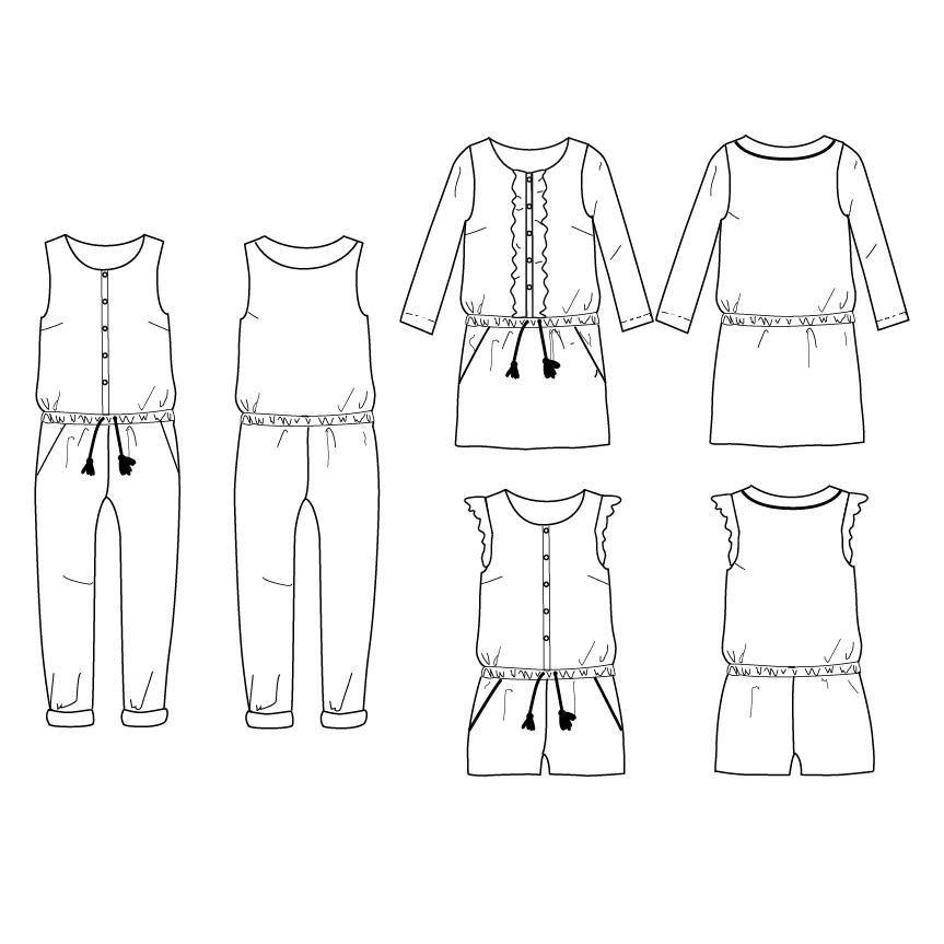 MARIEKE Combi-Pantalon/Short ou robe Patron de couture pochette - L'atelier de Gaspard et Léonie