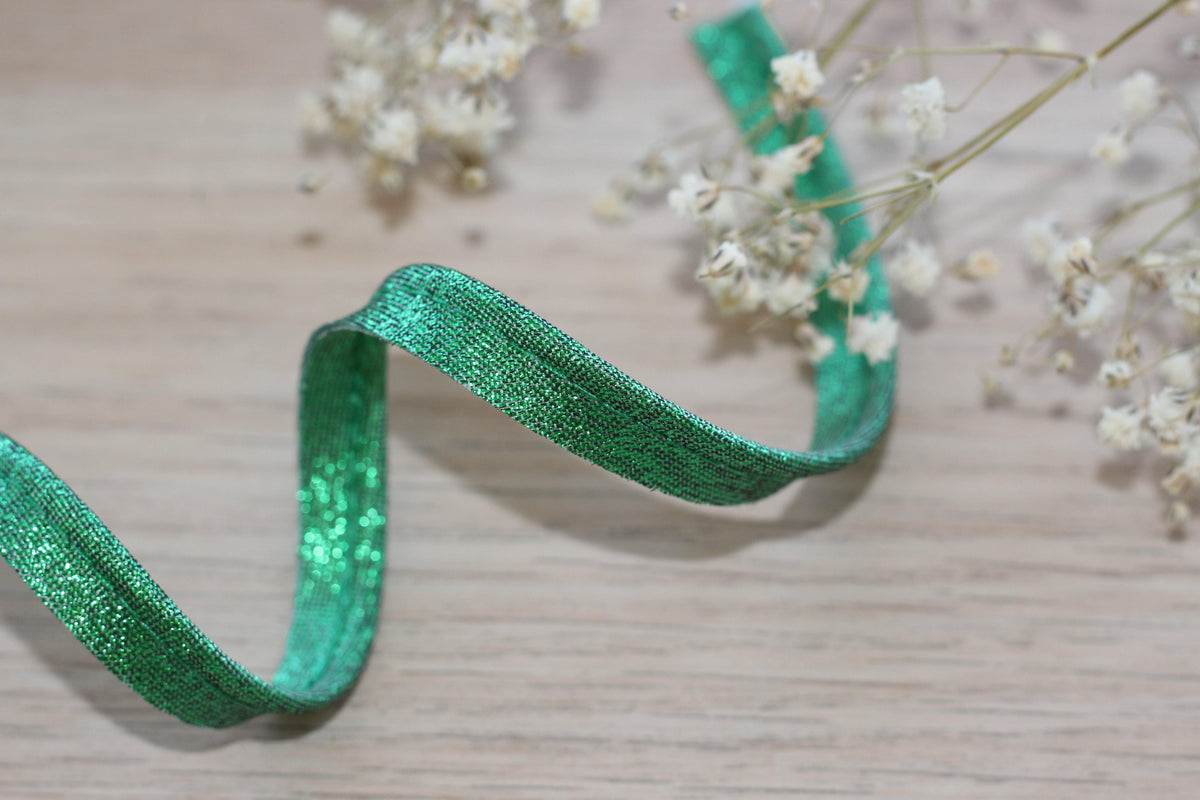 Passepoil Lamé vert 10mm Col: 015 (Vendu x10cm) - L'atelier de Gaspard et Léonie