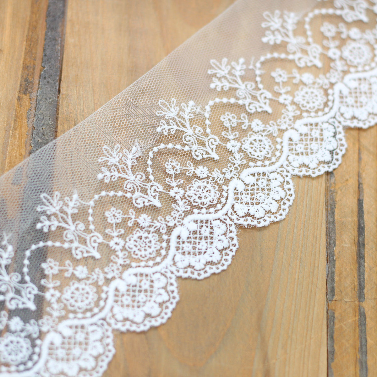 Ruban tulle dentelle/Broderie blanche 95mm (vendu x10cm) Mercerie Sélection Gaspard & Léonie | Gaspard et Léonie Tissus Mercerie Toulouse