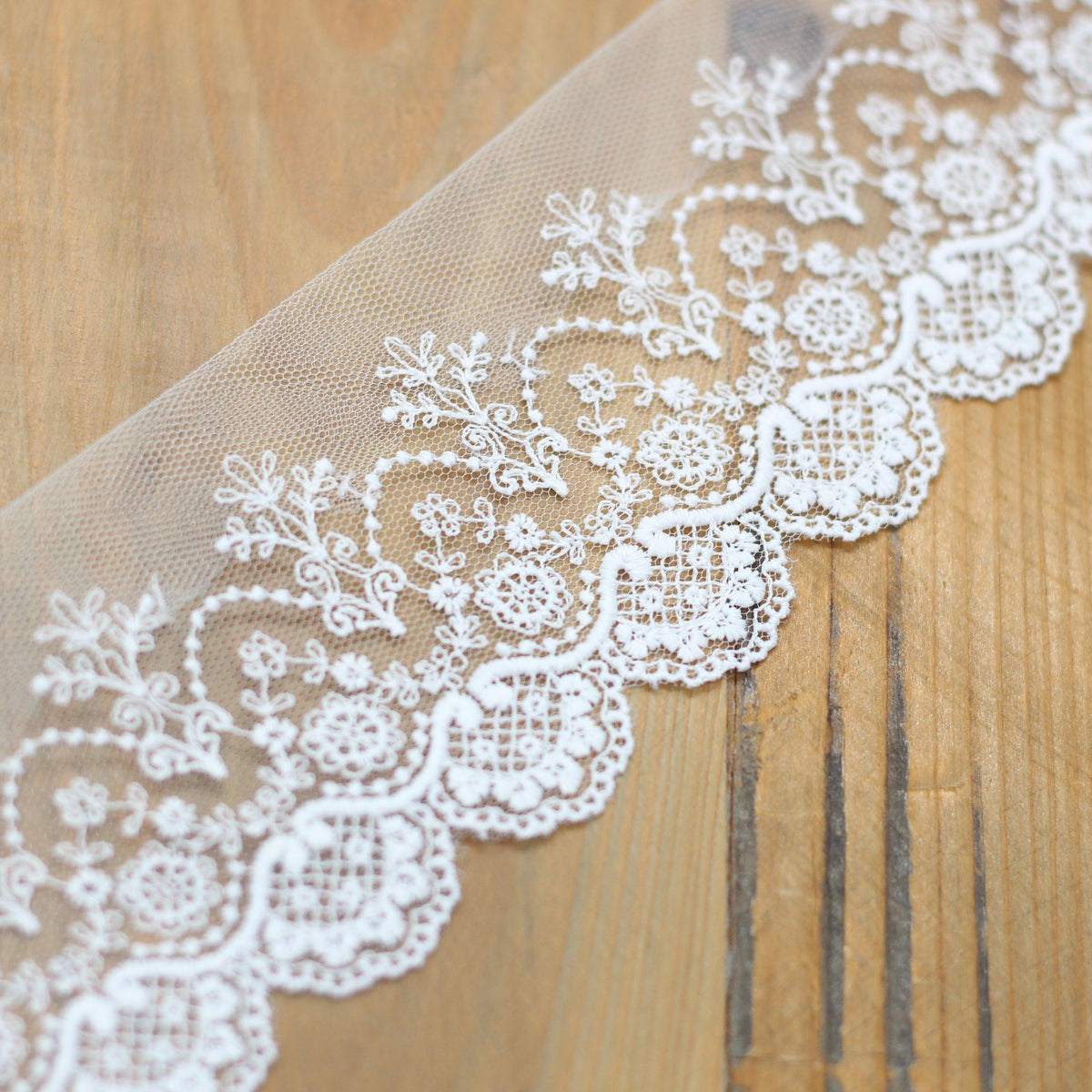 Ruban tulle dentelle/Broderie blanche 95mm (vendu x10cm) Mercerie Sélection Gaspard & Léonie | Gaspard et Léonie Tissus Mercerie Toulouse