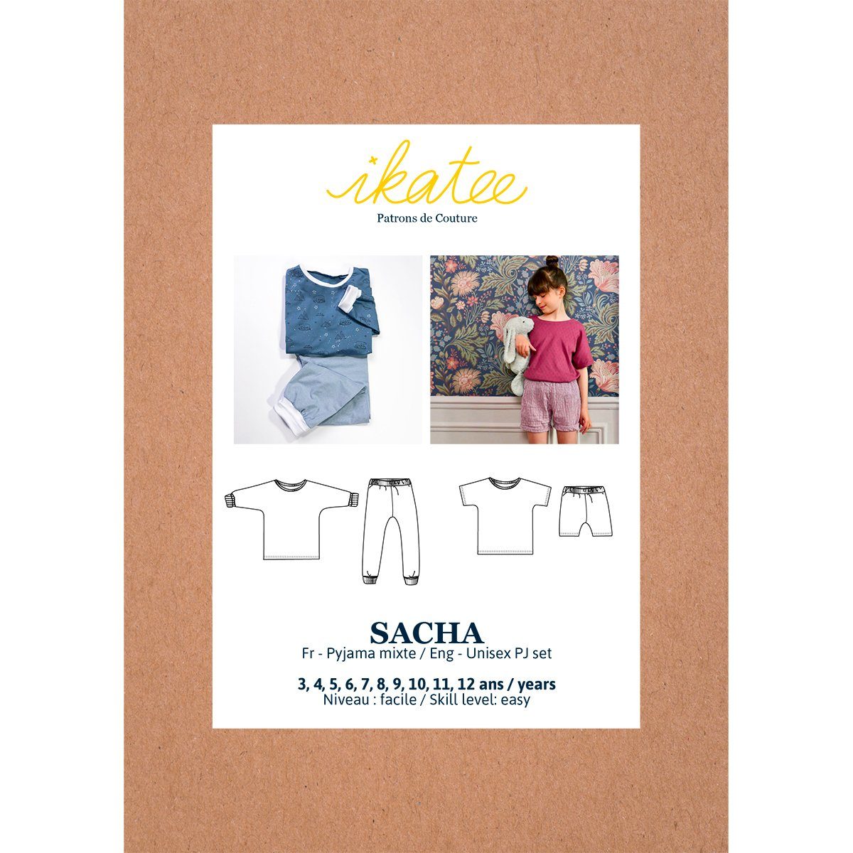 SACHA Pyjama Mixte patron de couture pochette Patron de couture Ikatee | Gaspard et Léonie Tissus Mercerie Toulouse