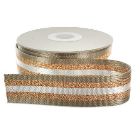 Sangle 38mm beige/doré/blanc (vendu x10cm) Mercerie Sélection Gaspard & Léonie | Gaspard et Léonie Tissus Mercerie Toulouse