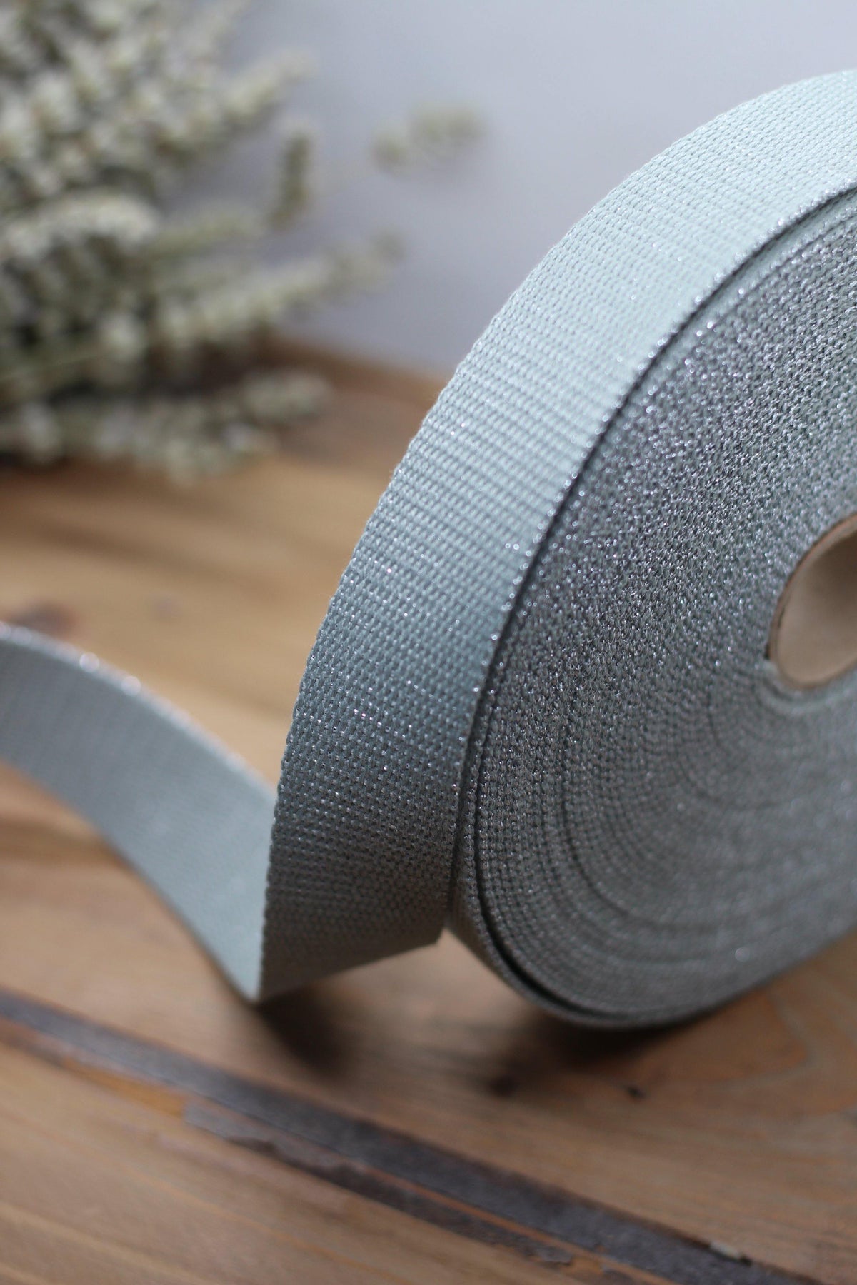 Sangle Métallisée Gris vert/argent (Vendu x10cm) - L'atelier de Gaspard et Léonie