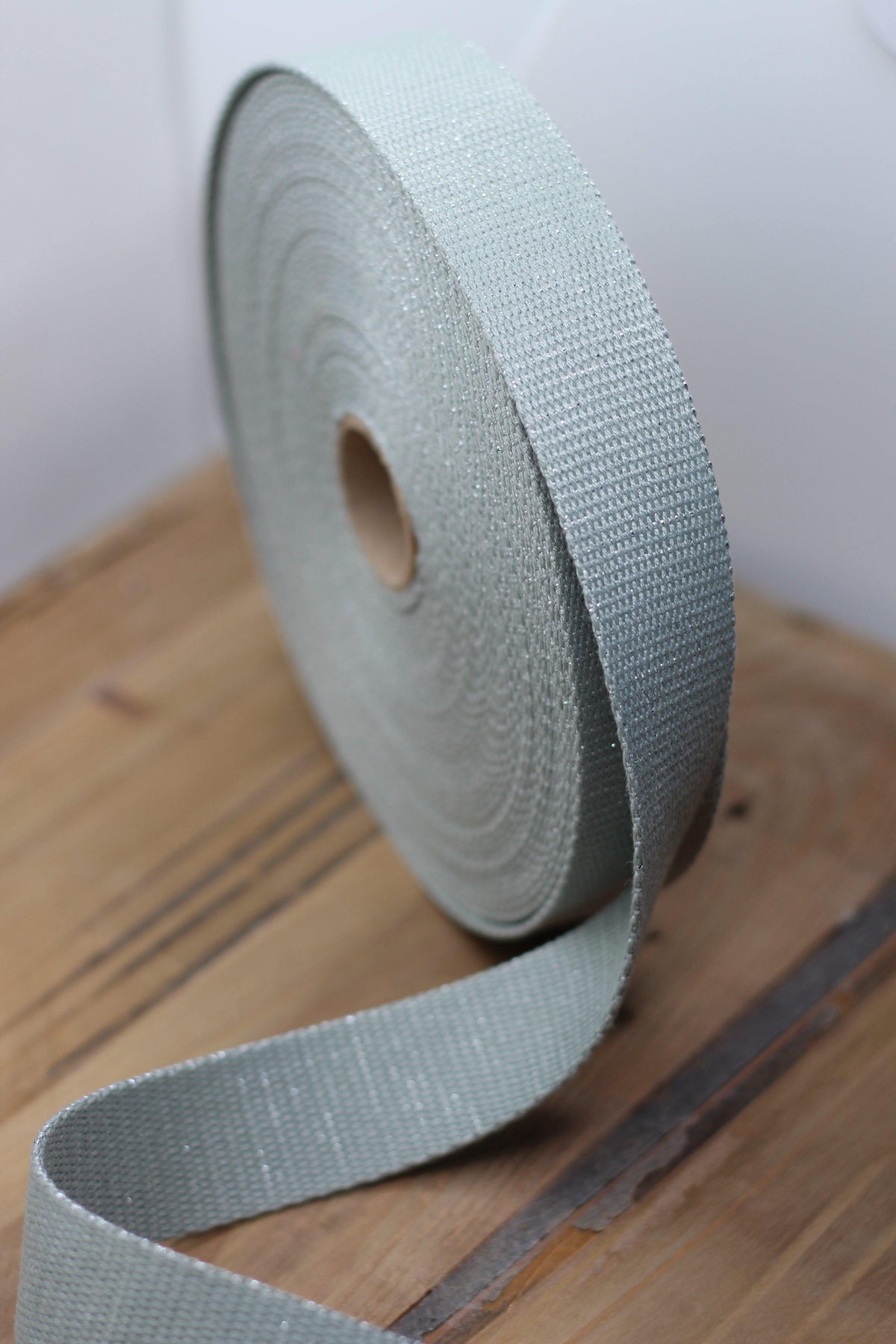 Sangle Métallisée Gris vert/argent (Vendu x10cm) - L'atelier de Gaspard et Léonie