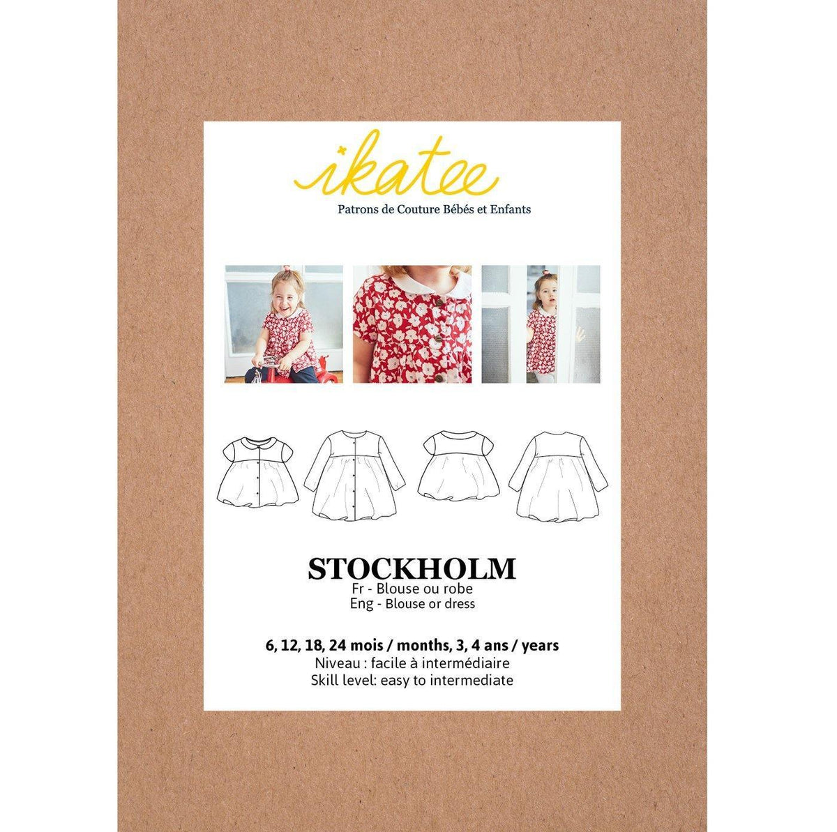 STOCKHOLM Blouse ou robe fille Patron de couture pochette - L'atelier de Gaspard et Léonie