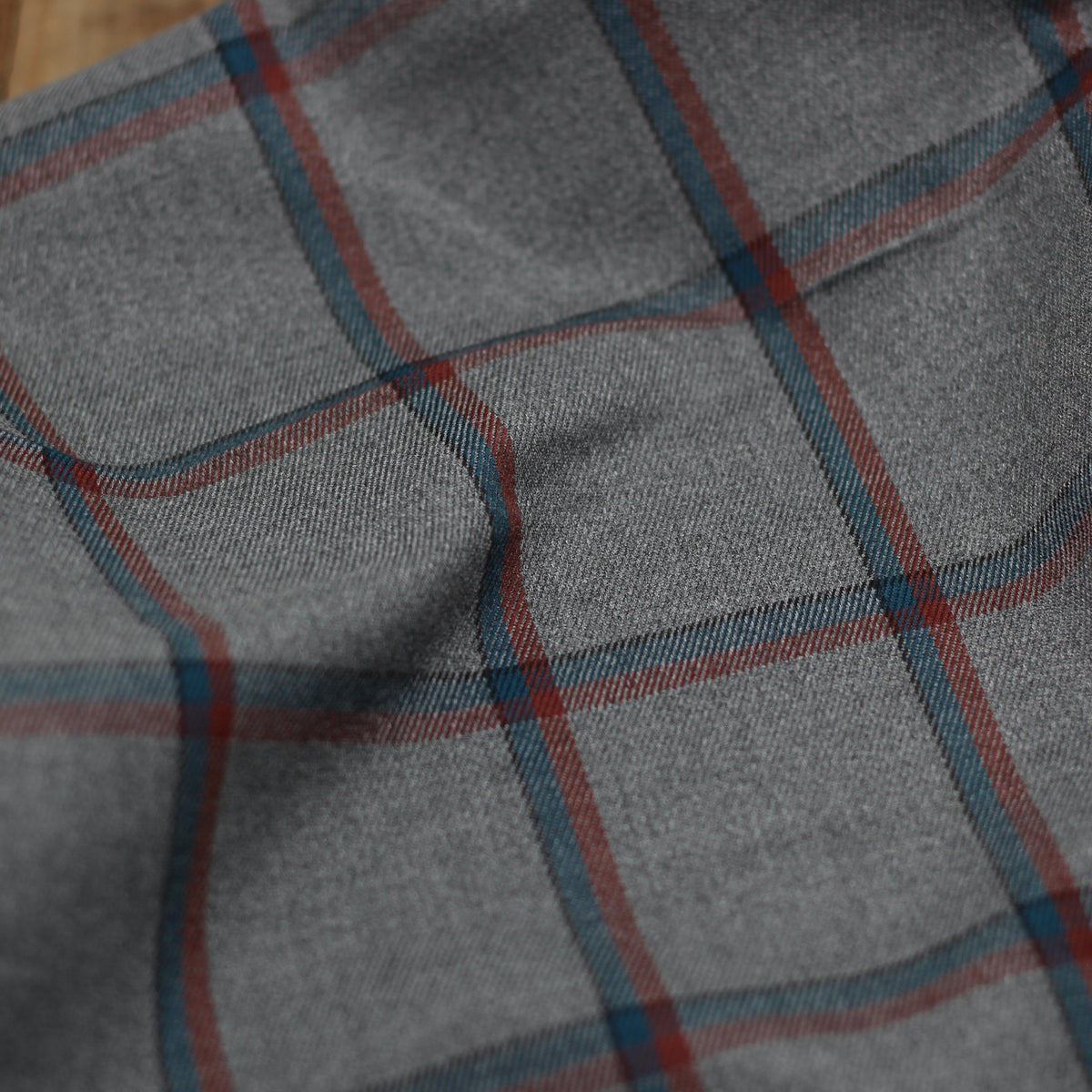 Tissu Jacquard TARTAN Bleu pétrole/Rouge - Gris (Vendu x10cm) Tissus Sélection Gaspard & Léonie | Gaspard et Léonie Tissus Mercerie Toulouse