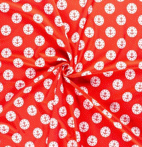 Tissu Soft Shell Ancres rouges (vendu x10cm) - L'atelier de Gaspard et Léonie