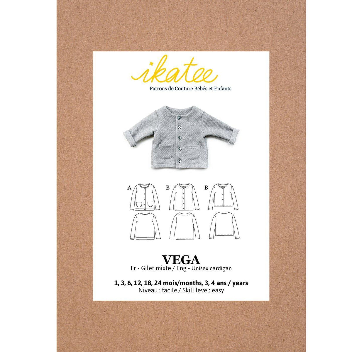 VEGA Enfant Cardigan Mixte Patron de couture pochette - L'atelier de Gaspard et Léonie