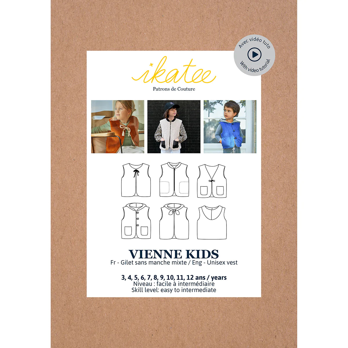 VIENNE KIDS Gilet sans manche mixte patron de couture pochette Patron de couture Ikatee | Gaspard et Léonie Tissus en ligne et Mercerie à Toulouse